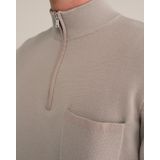 WE Fashion - Sweater - Taupe - Slim Fit - Lange Mouwen - Opstaande Kraag