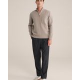 WE Fashion - Sweater - Taupe - Slim Fit - Lange Mouwen - Opstaande Kraag