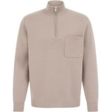 WE Fashion - Sweater - Taupe - Slim Fit - Lange Mouwen - Opstaande Kraag