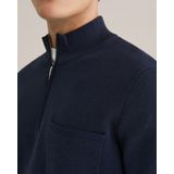 WE Fashion - Sweater - Donkerblauw - Slim Fit - Lange Mouwen - Opstaande Kraag