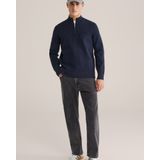 WE Fashion - Sweater - Donkerblauw - Slim Fit - Lange Mouwen - Opstaande Kraag