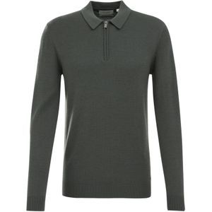 Van Gils - Heren Slim Fit Polo - Donkergroen - Merinowol