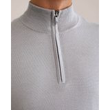 Van Gils - Regular Fit - Trui met Rits - Lichtgrijs - Merino Wol