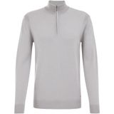 Van Gils - Regular Fit - Trui met Rits - Lichtgrijs - Merino Wol