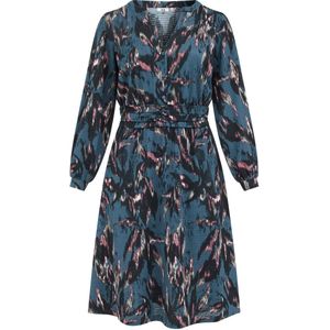 WE Fashion - Curve - Midi Jurk - Multikleur - Regular Fit - Plus Size Maat: 50