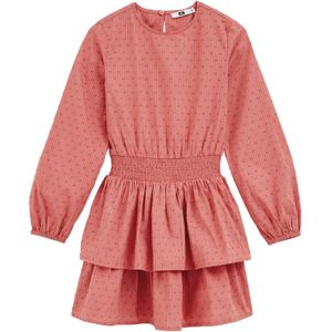 WE Fashion - Jurk - Framboos - Jerseyjurken - Lange Mouw - Ronde Hals - Gestippeld