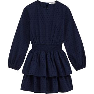 WE Fashion - Jurk - Navy - Katoen - Kort/mini - Lange Mouw - Effen
