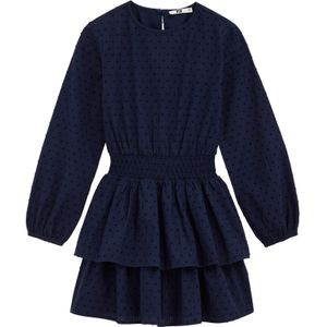 WE Fashion - Jurk - Navy - Katoen - Korte Lengte - Lange Mouw