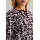 WE Fashion - Wollen Vest - Donkerrood - Dames - Lange Mouwen - Ronde Hals