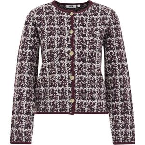 WE Fashion - Wollen Vest - Donkerrood - Dames - Lange Mouwen - Ronde Hals