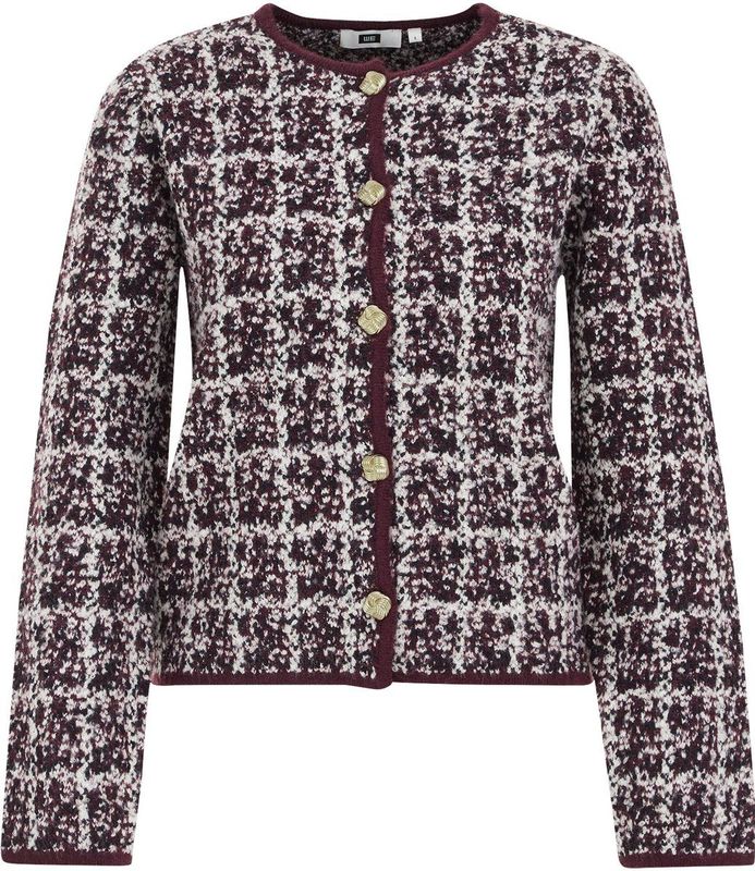 WE Fashion - Wollen Vest - Donkerrood - Dames - Lange Mouwen - Ronde Hals