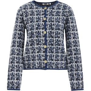 WE Fashion Gebreid vest  navy / zwart / wit