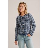 WE Fashion Gebreid vest  navy / zwart / wit