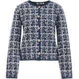 WE Fashion Gebreid vest  navy / zwart / wit