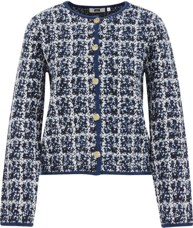 WE Fashion Gebreid vest  navy / zwart / wit