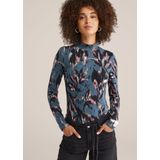 WE Fashion - Shirt - Nachtblauw - Lange Mouw - Slanke Pasvorm