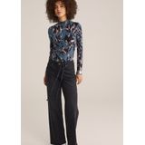 WE Fashion - Shirt - Nachtblauw - Lange Mouw - Slanke Pasvorm