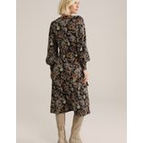 WE Fashion - Dames Midi Jurk - Zwart - Regular Fit