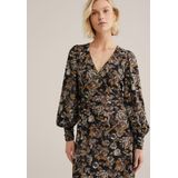 WE Fashion - Dames Midi Jurk - Zwart - Regular Fit