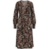 WE Fashion - Dames Midi Jurk - Zwart - Regular Fit