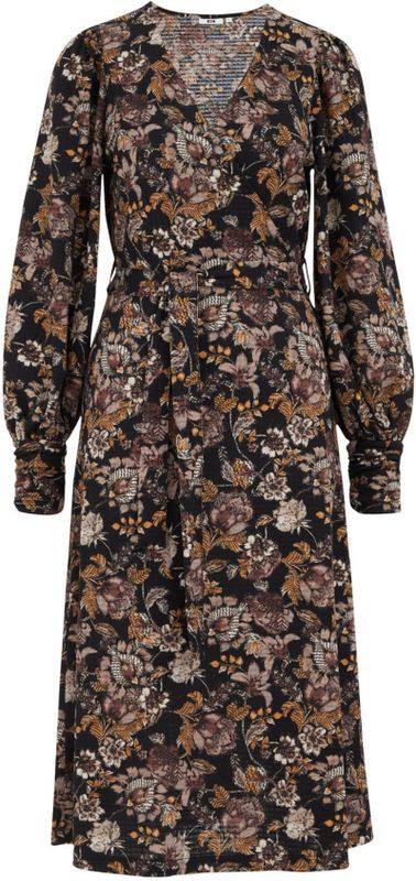 WE Fashion - Dames Midi Jurk - Zwart - Regular Fit