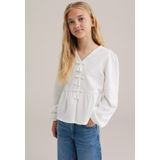 WE Fashion - Seersucker Blouse - Gebroken Wit - Regular Fit - Katoen