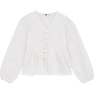 WE Fashion - Seersucker Blouse - Gebroken Wit - Regular Fit - Katoen