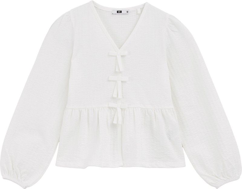 WE Fashion - Seersucker Blouse - Gebroken Wit - Regular Fit - Katoen