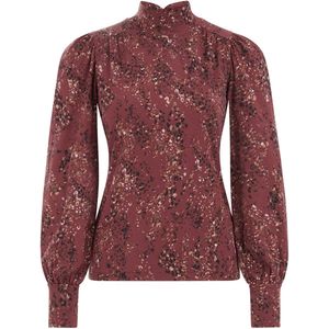 WE Fashion - Dames Top - Bordeauxrood - Regular Fit - Katoen