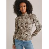 WE Fashion - Dames top met print - Regular fit - Bruin - Katoen - Maat: XS