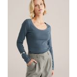 WE Fashion - T-shirt - Grijsblauw - Katoen