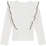 WE Fashion - Meisjes T-shirt - Gebroken Wit - Ribstof - Regular Fit