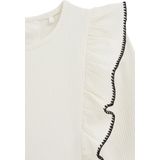 WE Fashion - Meisjes T-shirt - Gebroken Wit - Ribstof - Regular Fit