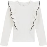 WE Fashion - Meisjes T-shirt - Gebroken Wit - Ribstof - Regular Fit