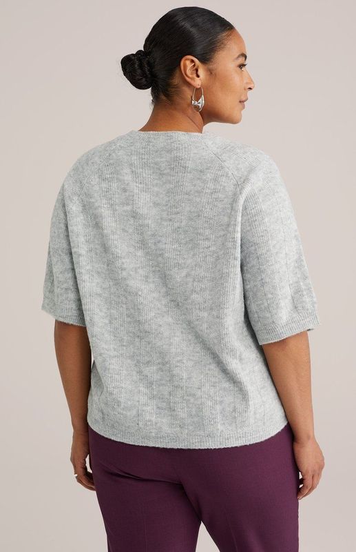 WE Fashion - Curve - Gebreide Trui - Lichtgrijs