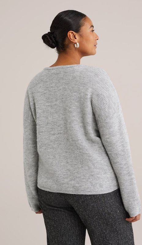 WE Fashion Curve - Gebreid Vest - Lichtgrijs