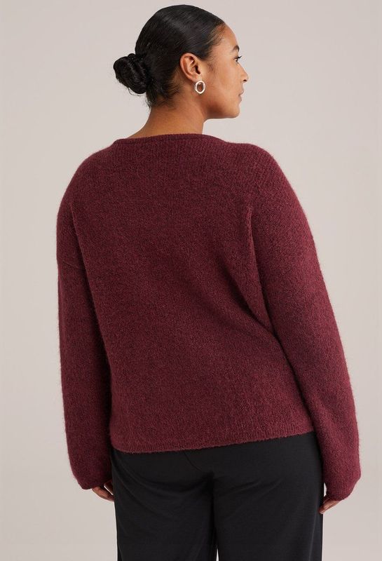 WE Fashion Curve - Gebreid Vest - Donkerrood