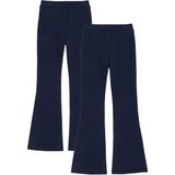 WE Fashion - Meisjes flared legging, 2-pack - Regular fit - Donkerblauw - Katoen - Maat: 92