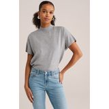 WE Fashion - Trui - Grijs - Viscose - Opstaande Kraag - Kwartmouw