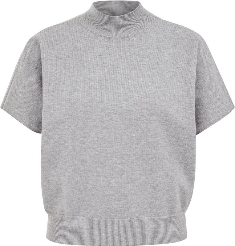WE Fashion - Trui - Grijs - Viscose - Opstaande Kraag - Kwartmouw