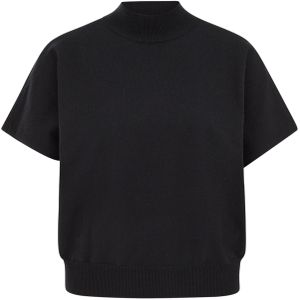 WE Fashion - Top - Zwart - Korte Mouwen - Geribde Boorden