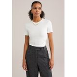 WE Fashion - T-shirt - Wit - Geribbeld