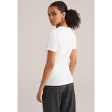 WE Fashion - T-shirt - Wit - Geribbeld