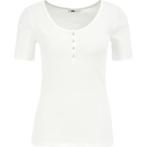 WE Fashion - Shirt - Wit - Jersey - Slanke Pasvorm - Kwartmouw