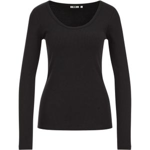 WE Fashion - Shirt - Zwart - Lange Mouw - Slanke Pasvorm