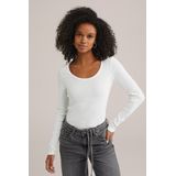 WE Fashion - Top - Wit - Lange Mouwen - Ronde Hals