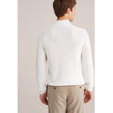 WE Fashion - Gebreide Trui - Wit - Slim Fit - Merino Wol en Acryl