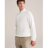 WE Fashion - Gebreide Trui - Wit - Slim Fit - Merino Wol en Acryl