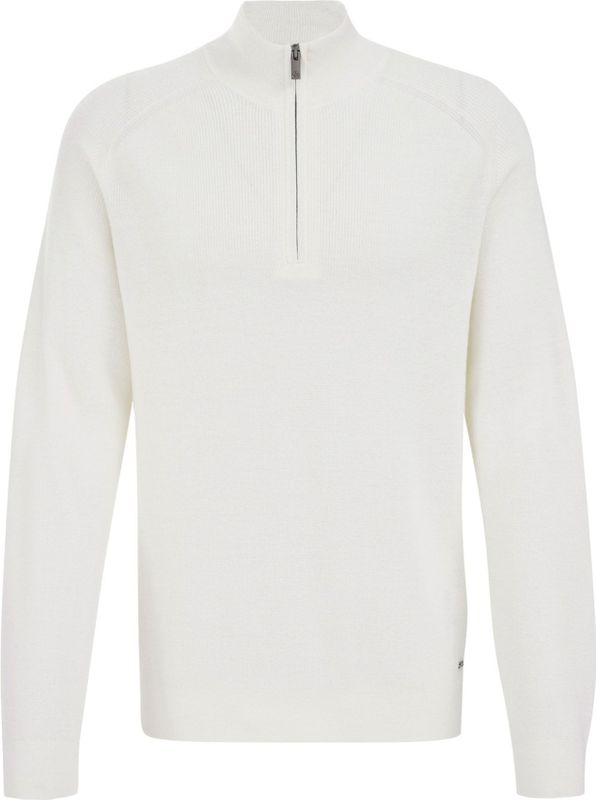 WE Fashion - Gebreide Trui - Wit - Slim Fit - Merino Wol en Acryl