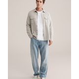 WE Fashion - Overshirt - Grijs Taupe - Heren - Regular Pasvorm